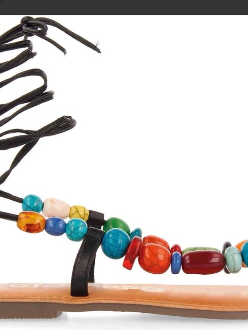 GIOSEPPO Multicolor Beaded T-Strap Sandals